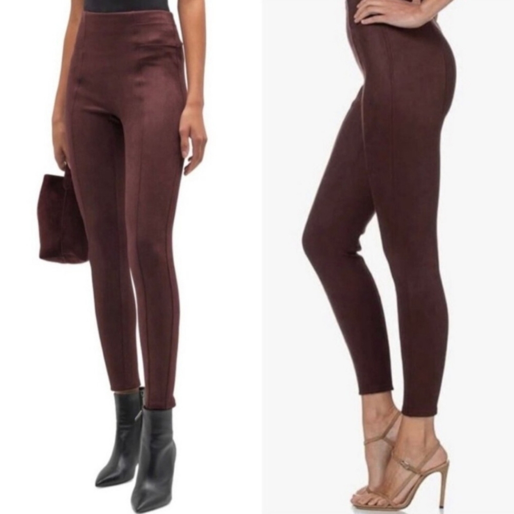 Spanx Women's Faux Suede Leggings Stretchy Burgundy Sz S